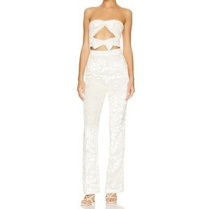 Tularosa Meave Jumpsuit Cut out Bow Front in ivory size S